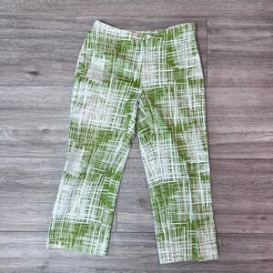 Talbots Women's Green Abstract Plaid Stretch Petites Cropped Pants Size‎ 0P